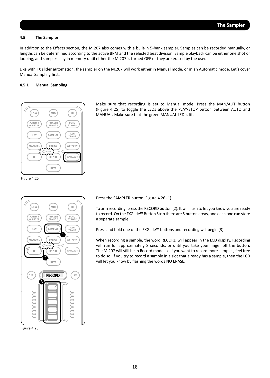 Stanton M.207 user manual Sampler, Manual Sampling 