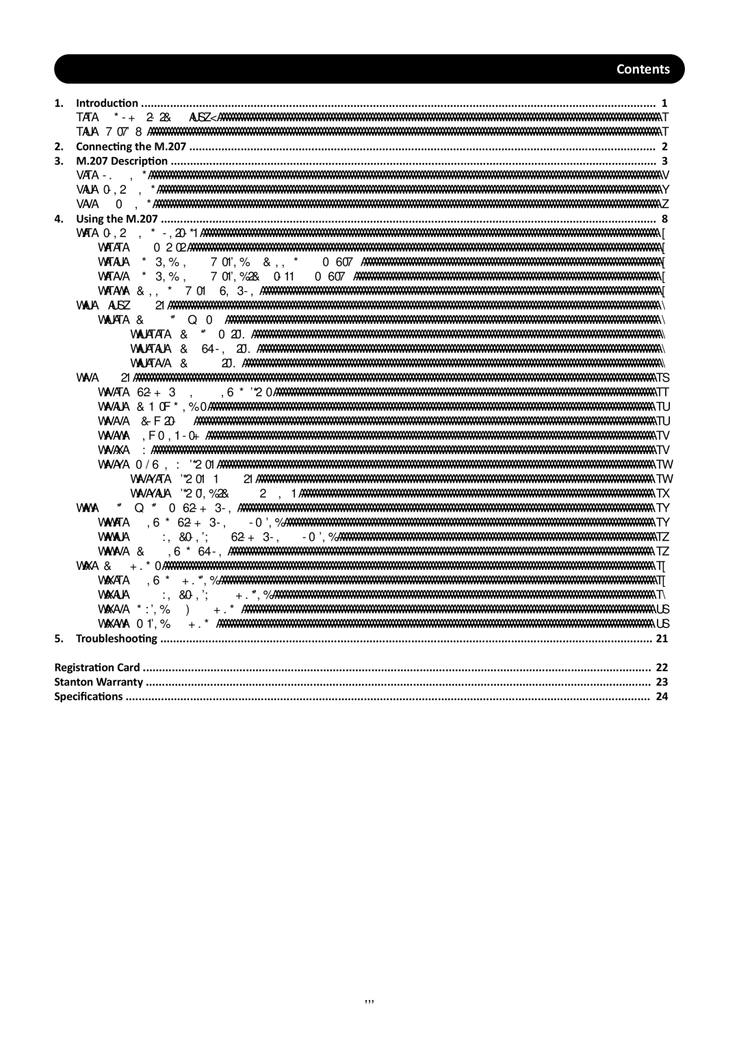 Stanton M.207 user manual Iii 