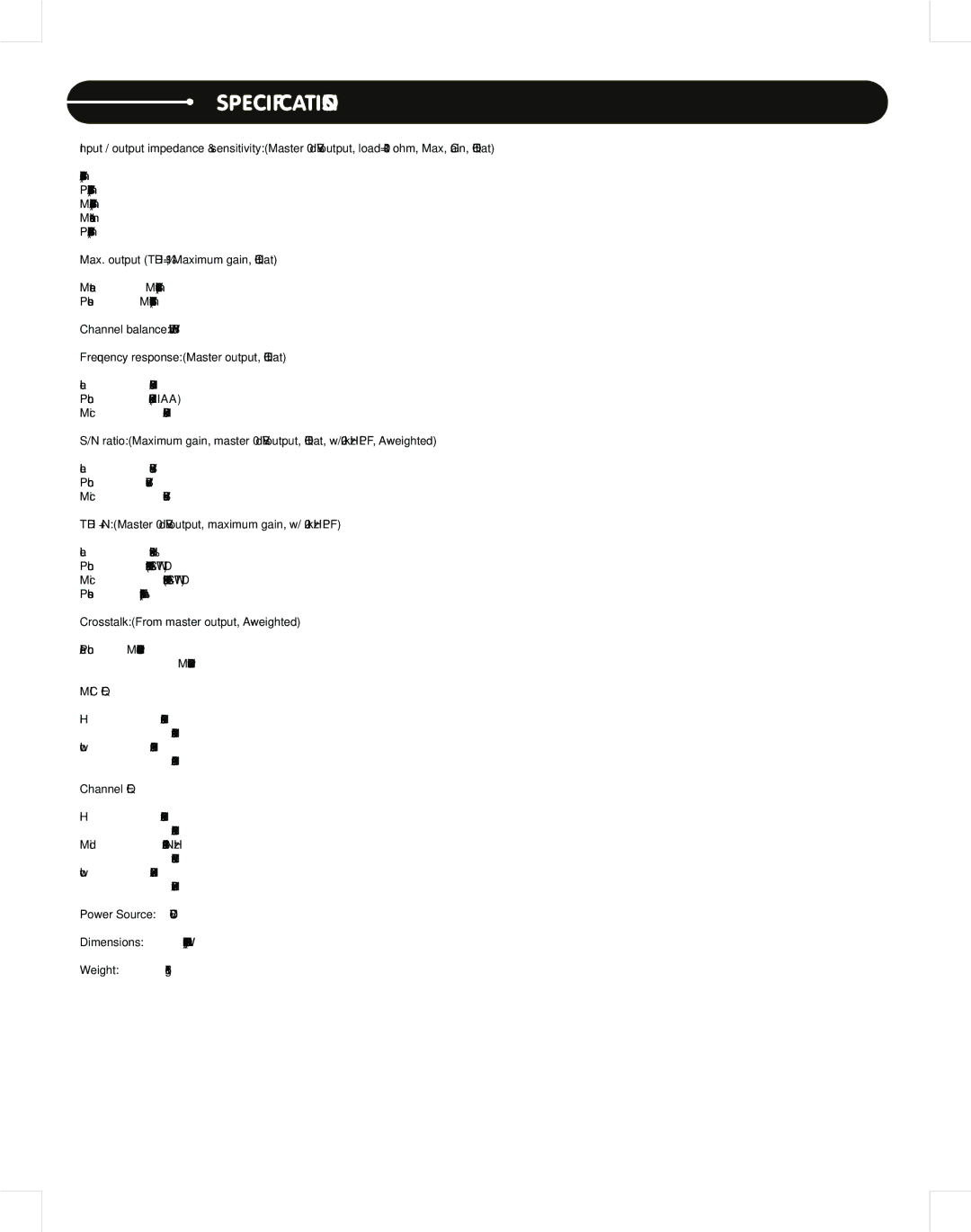 Stanton M.212 user manual Specifications 