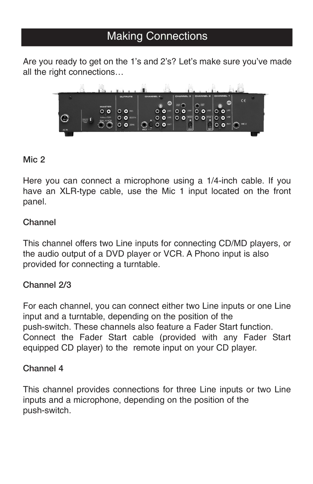 Stanton RM-402 owner manual Making Connections 