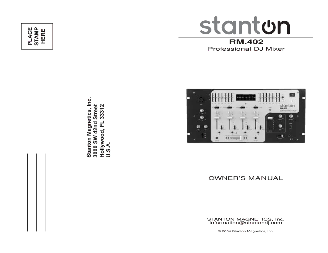 Stanton RM.402 owner manual 