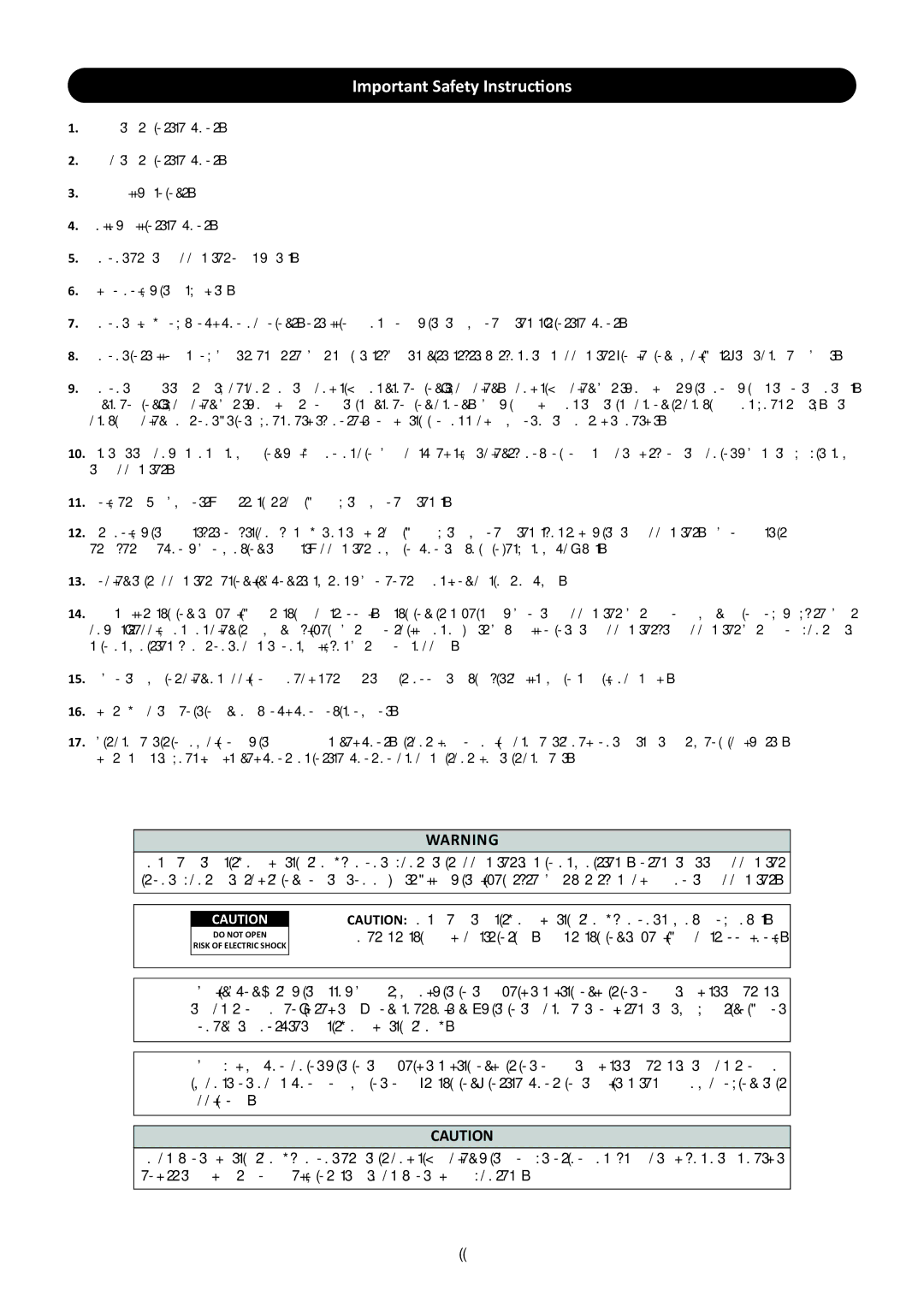 Stanton RM.416 manual Important Safety instructions 