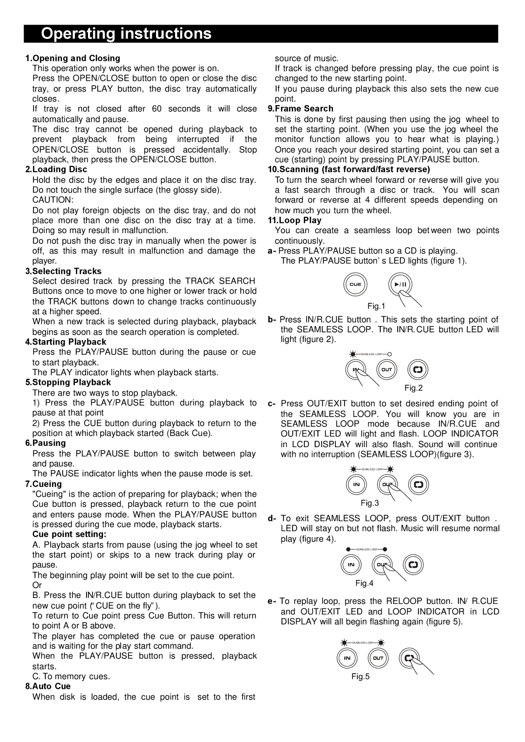 Stanton S-350 user manual Operating instructions 