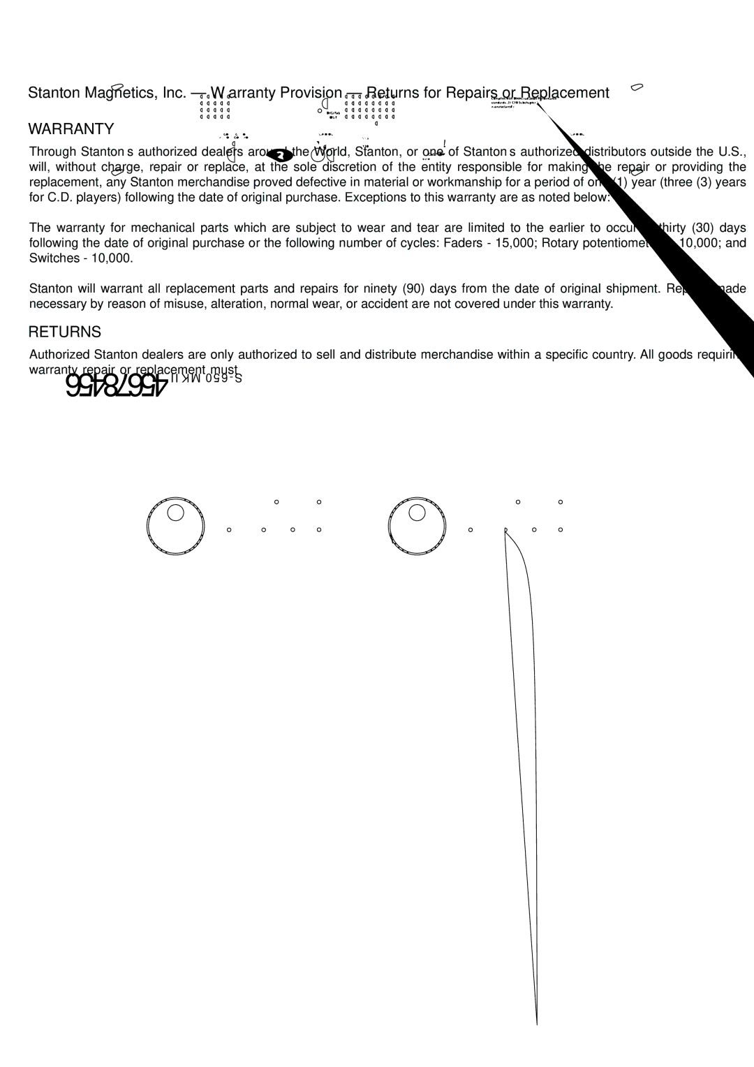 Stanton S-650 MK II manual Warranty 