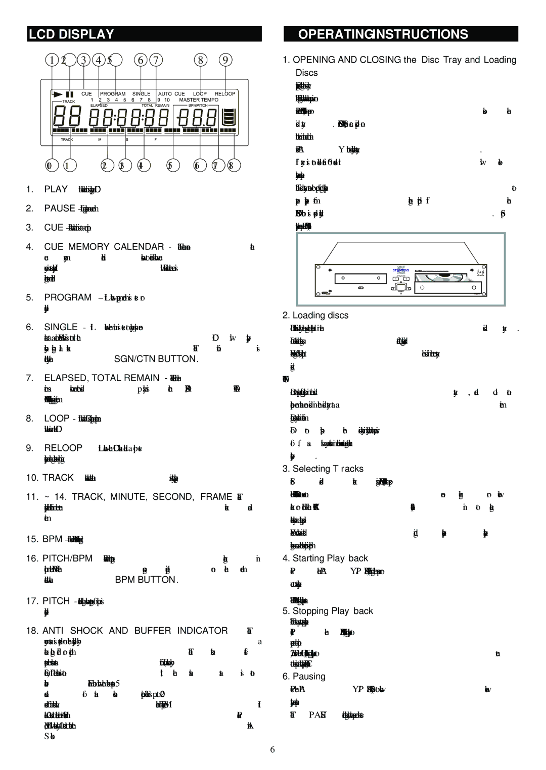 Stanton S-700 manual LCD Display, Operating Instructions 