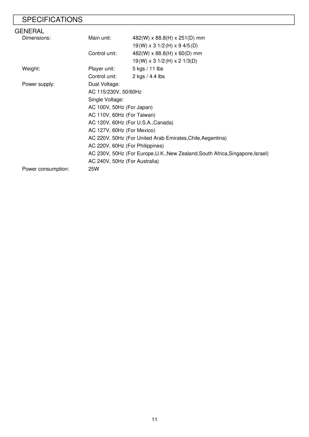 Stanton S.550 user manual Specifications, General 