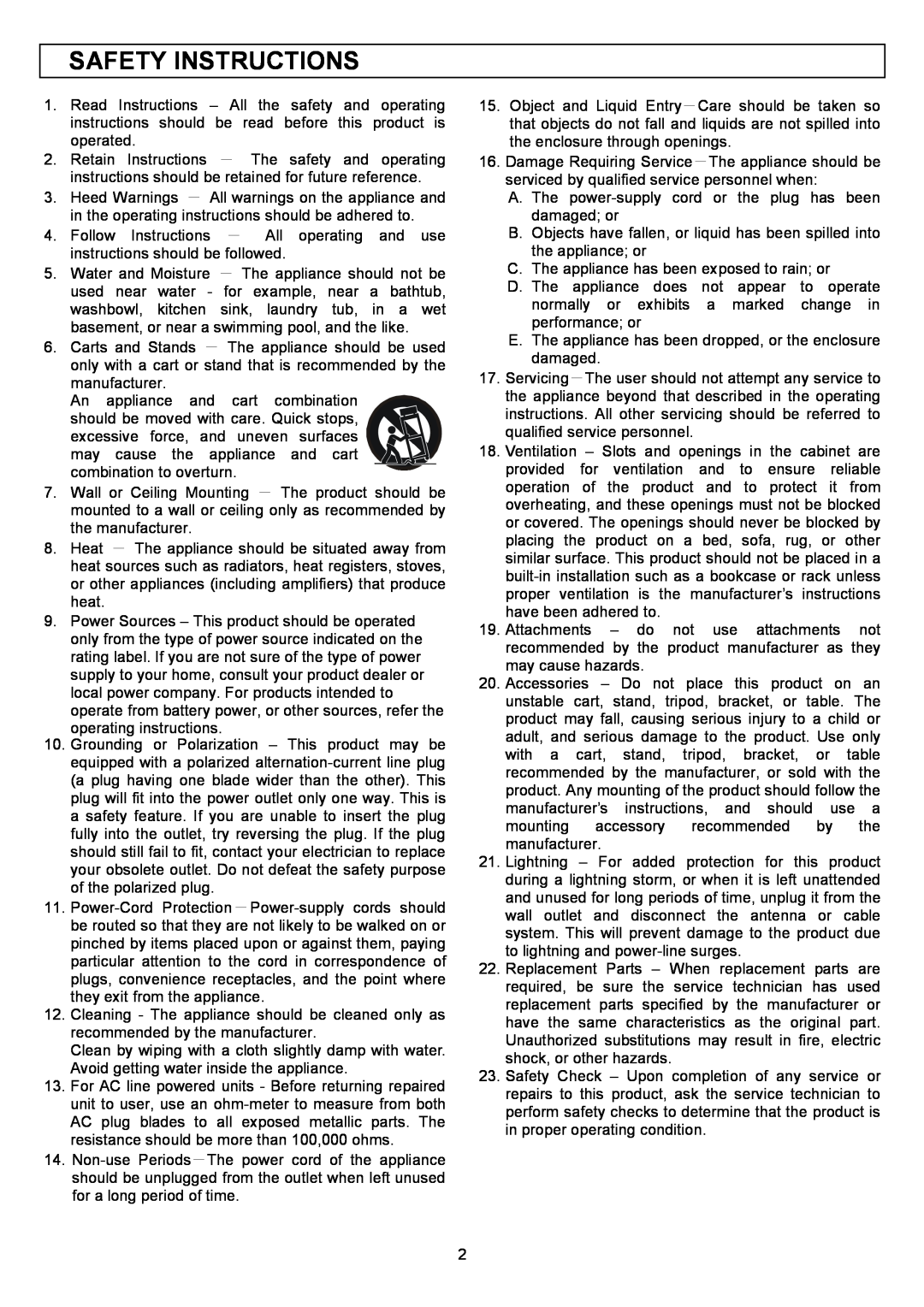 Stanton S.550 user manual Safety Instructions 