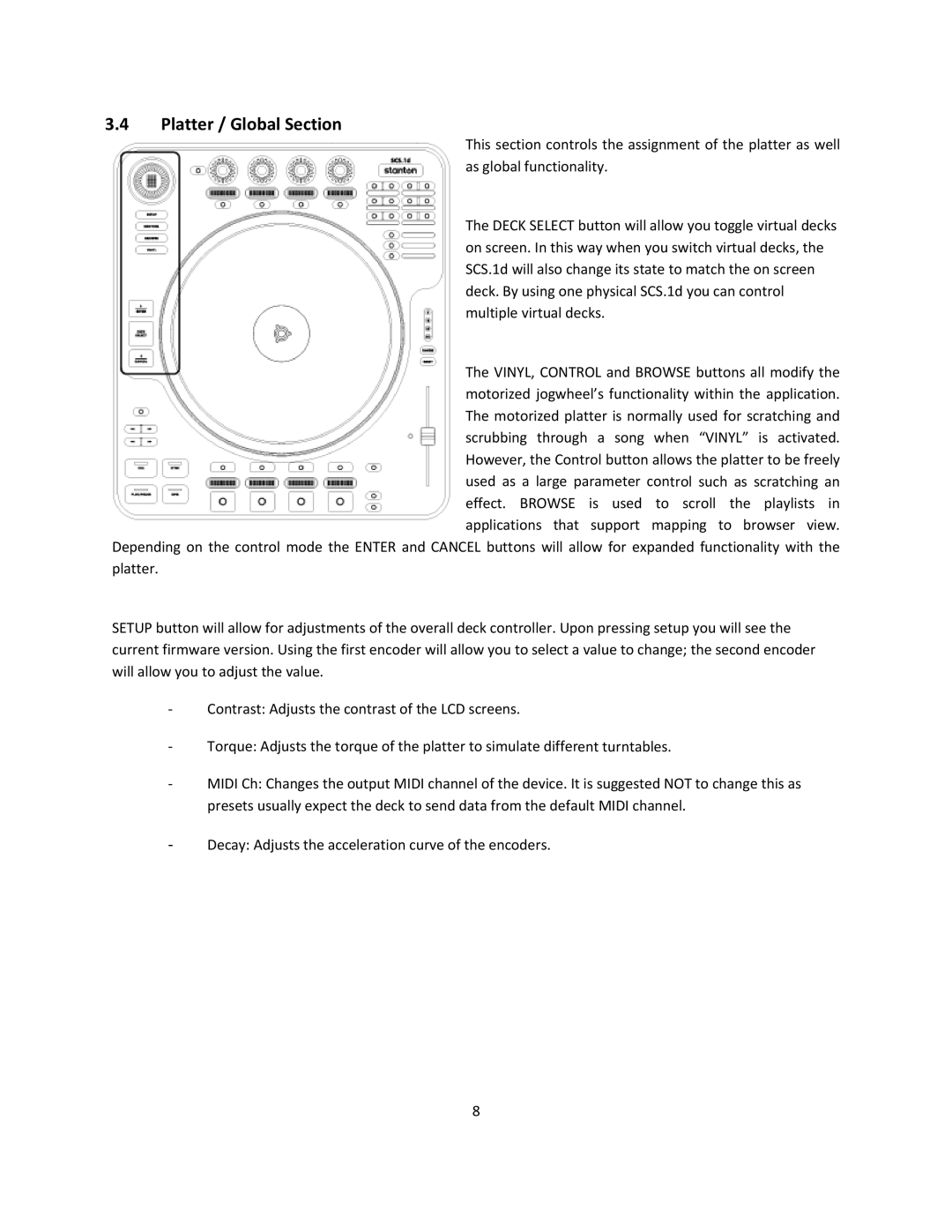 Stanton SCS.1d manual Platter / Global Section 