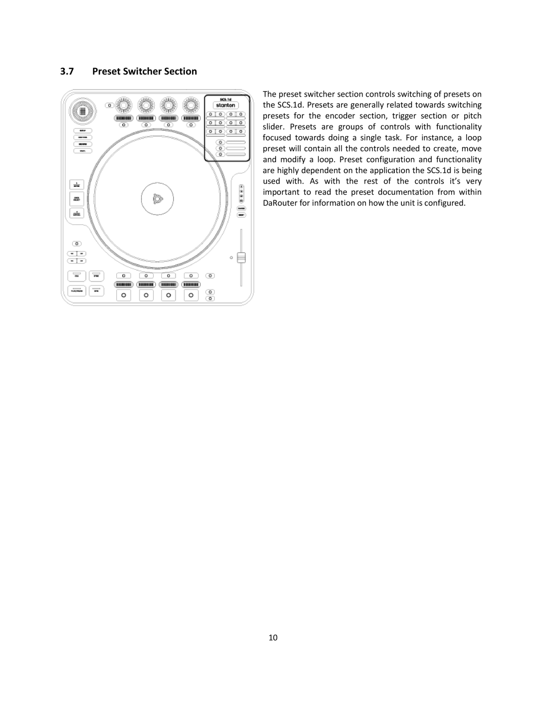 Stanton SCS.1d manual Preset Switcher Section 