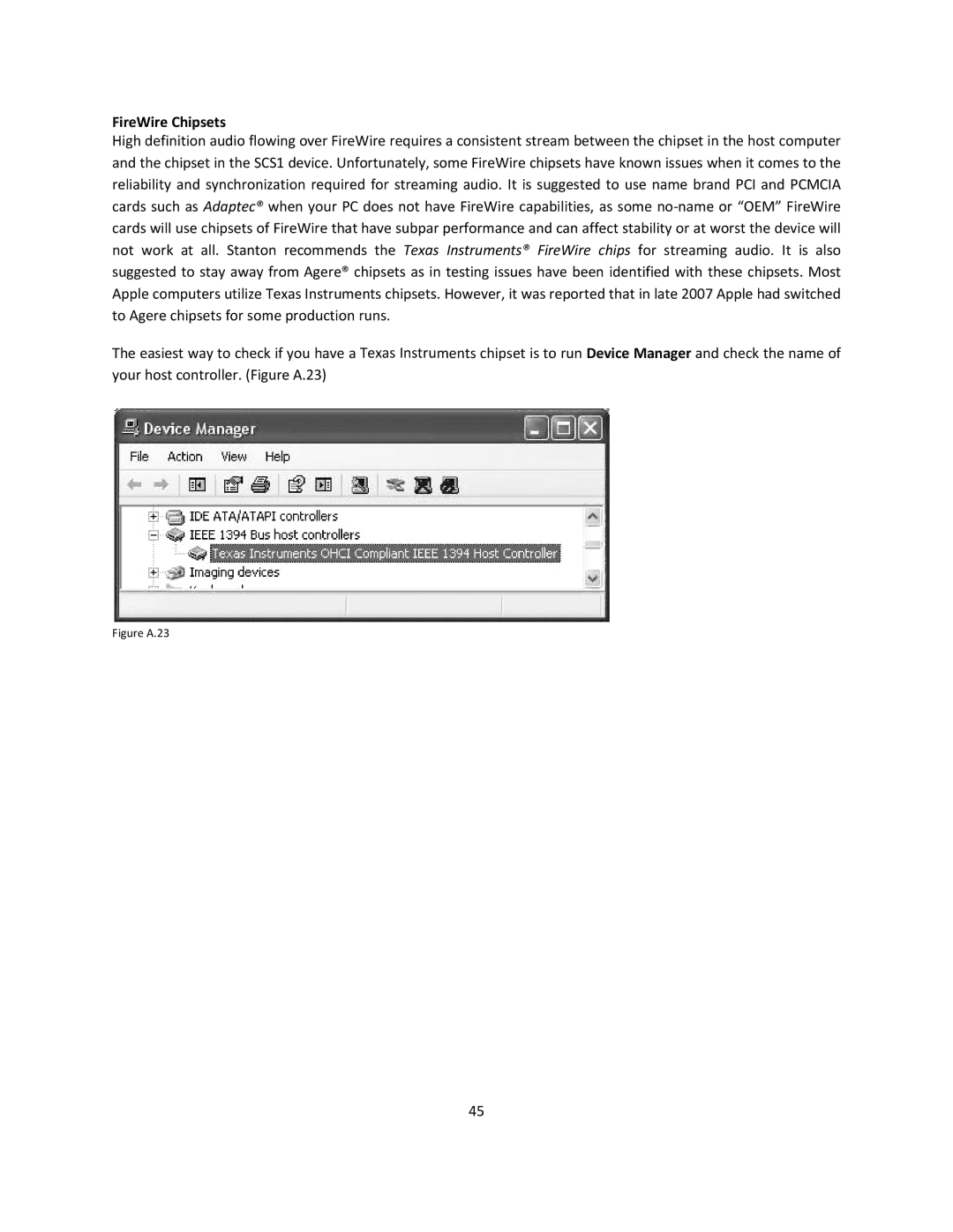 Stanton SCS.1d manual FireWire C hipsets, Figure A.23 
