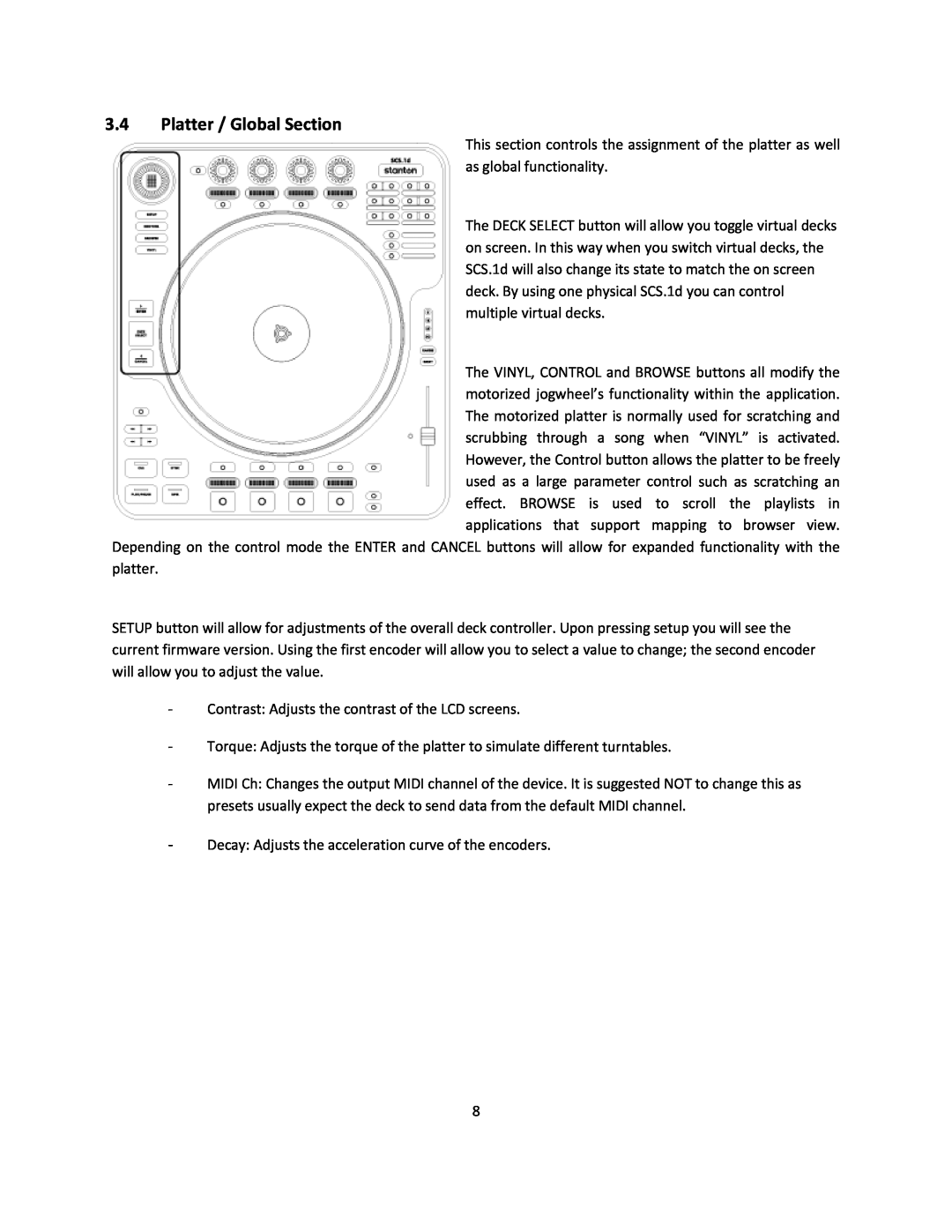 Stanton SCS.1d manual 3.4Platter / Global Section 