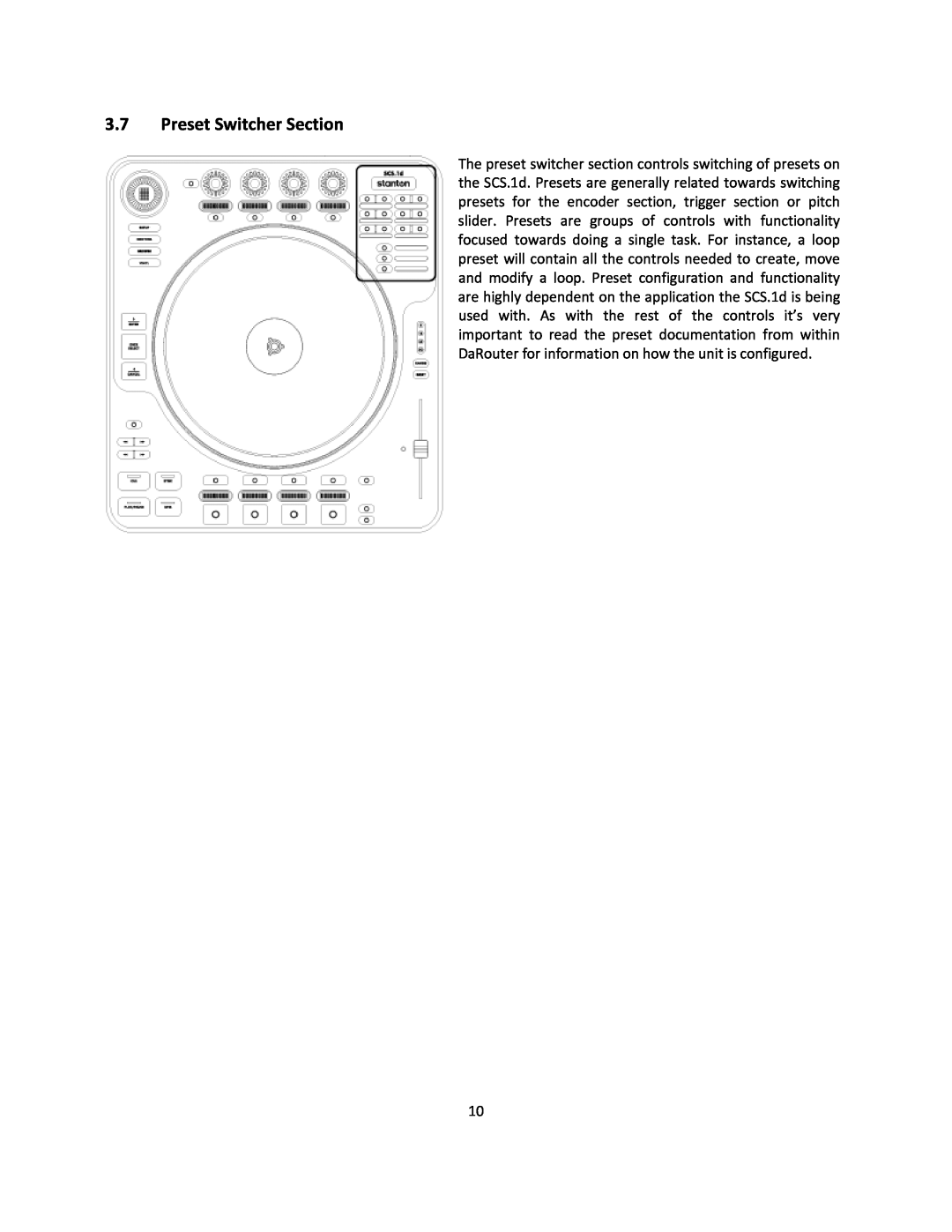 Stanton SCS.1d manual 3.7Preset Switcher Section 