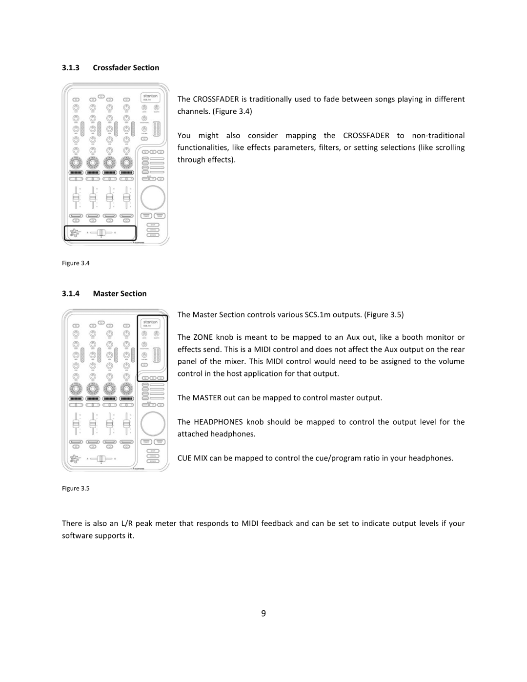 Stanton SCS.1m user manual Crossfader Section, Master Section 