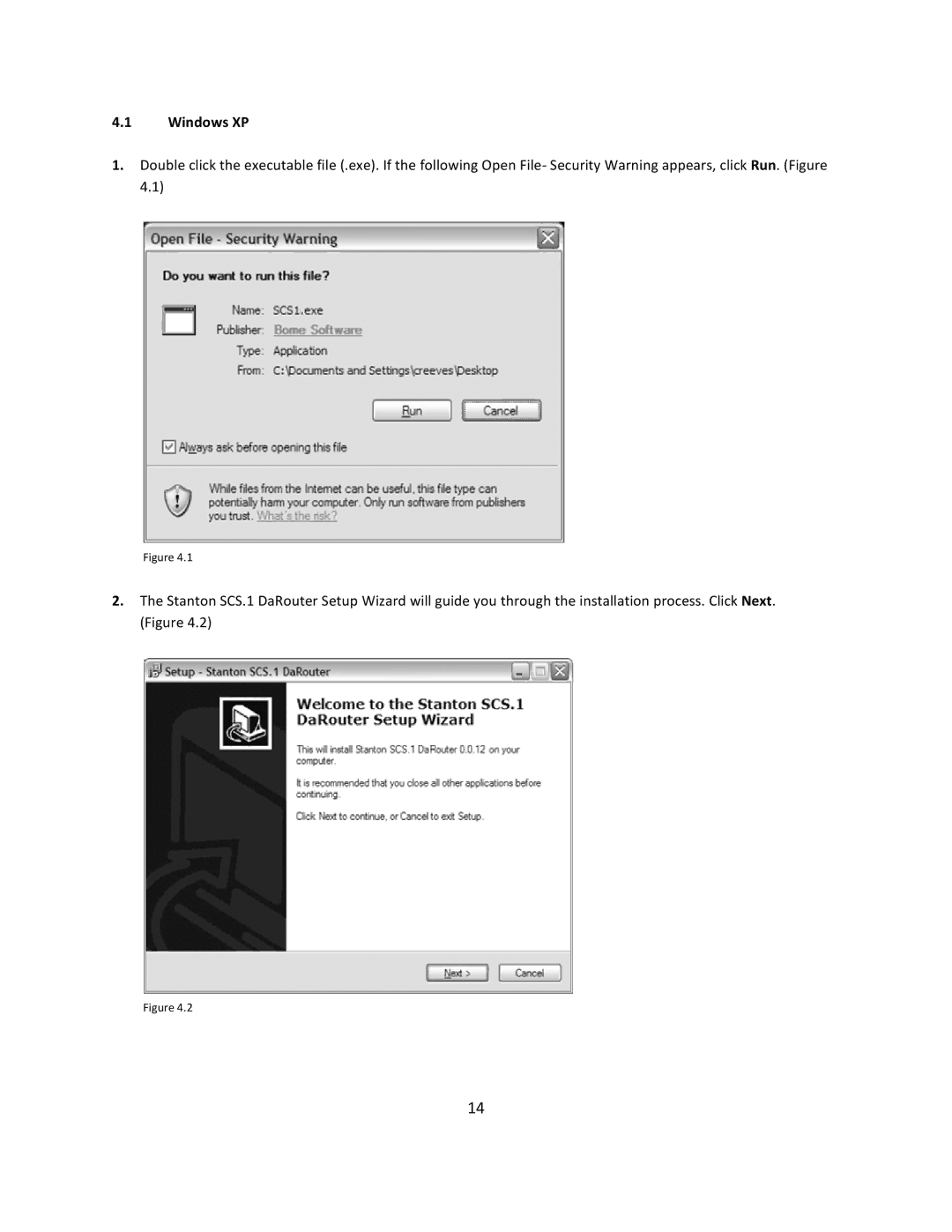 Stanton SCS.1m user manual Windows XP 