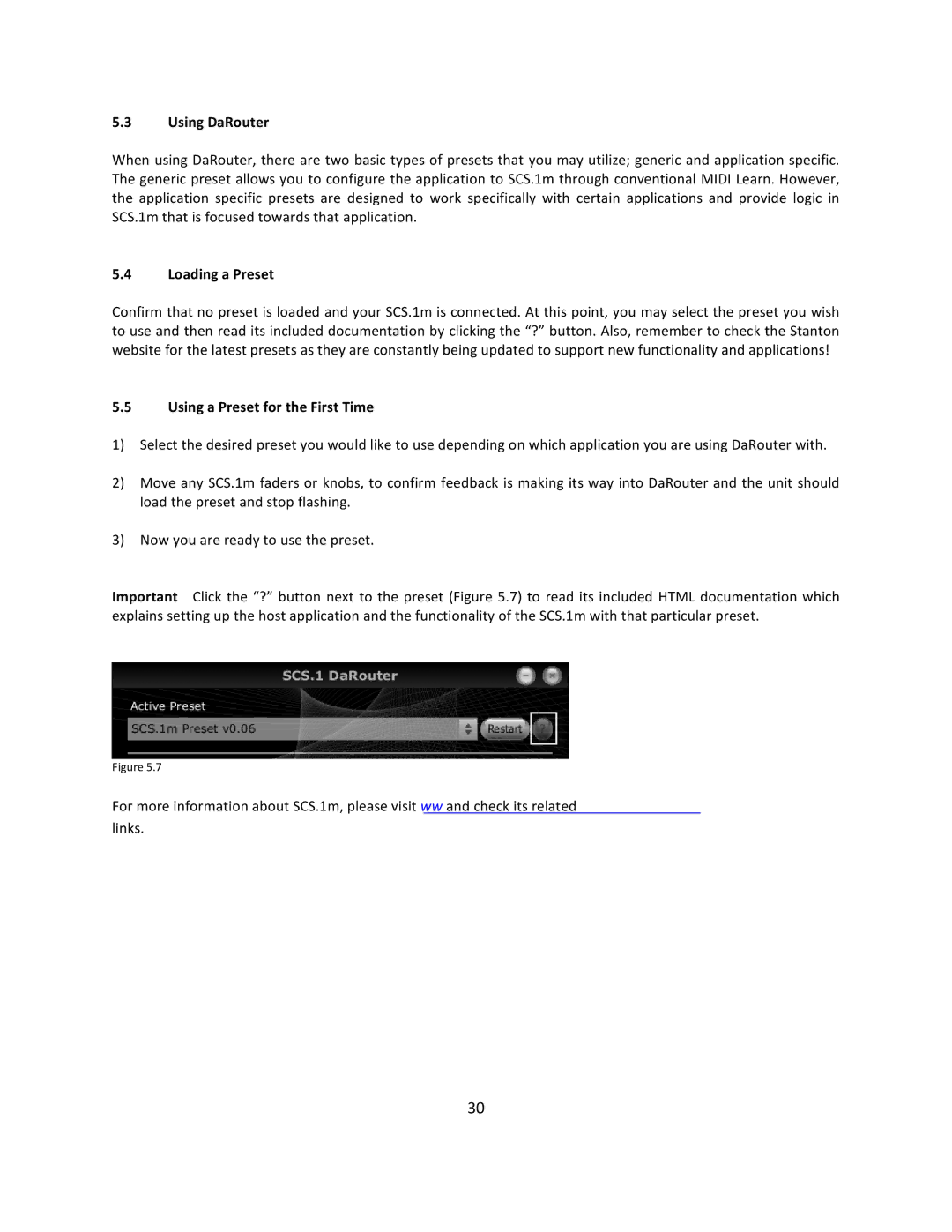 Stanton SCS.1m user manual Using DaRouter, Loading a Preset, Using a Preset for the First Time 