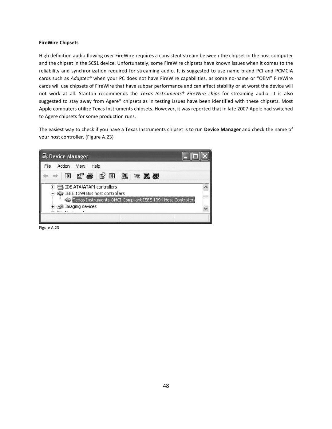 Stanton SCS.1m user manual FireWire Chipsets, Figure A.23 