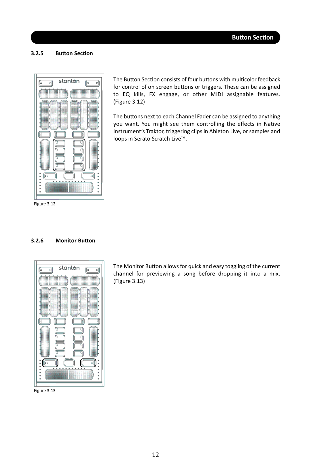 Stanton SCS.3M user manual Button Section, Monitor Button 