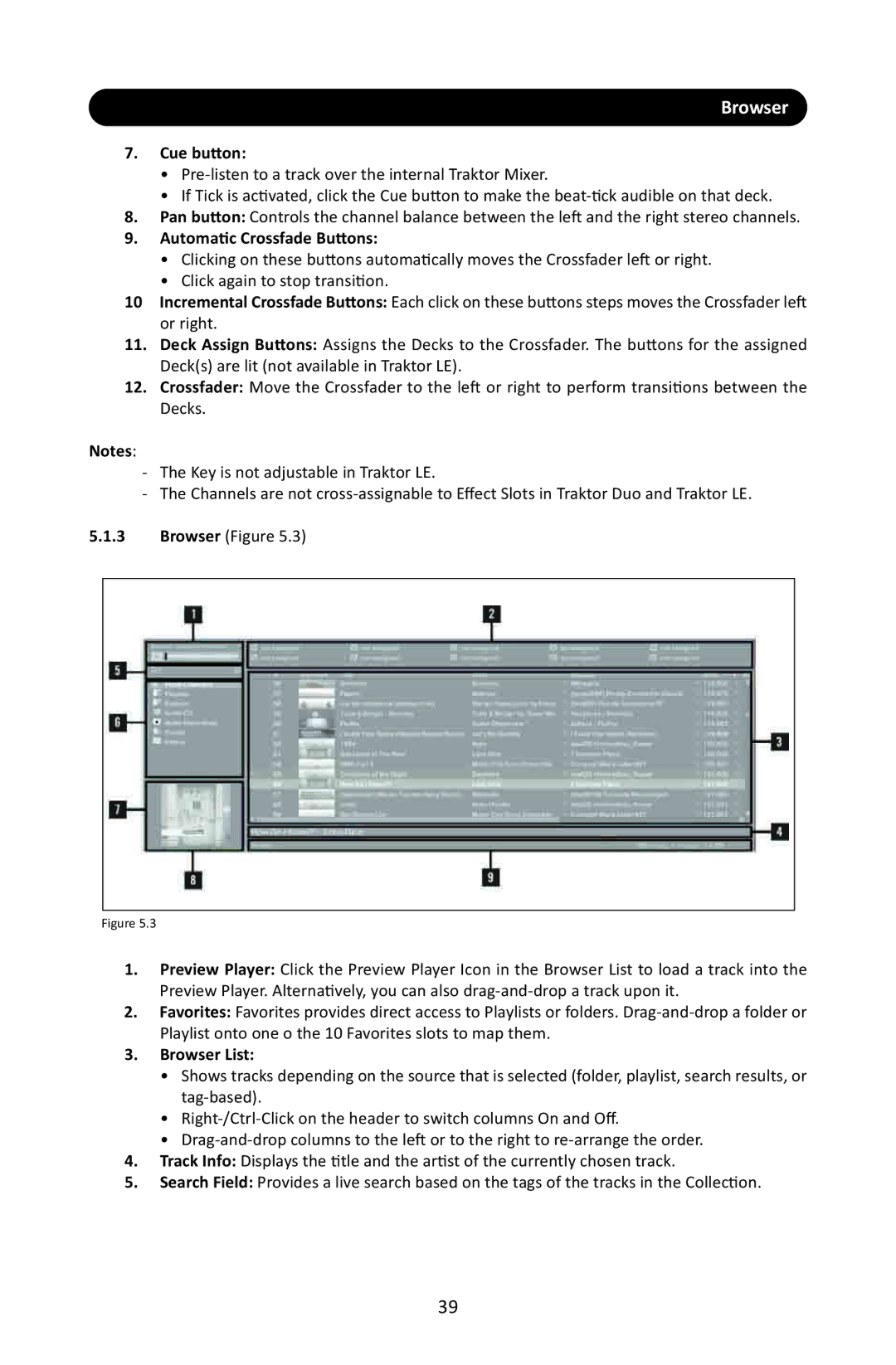 Stanton SCS.3M user manual Cue button, Automatic Crossfade Buttons, Browser List 