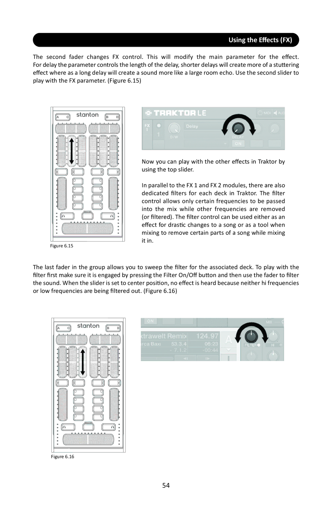 Stanton SCS.3M user manual Using the Eﬀects FX 