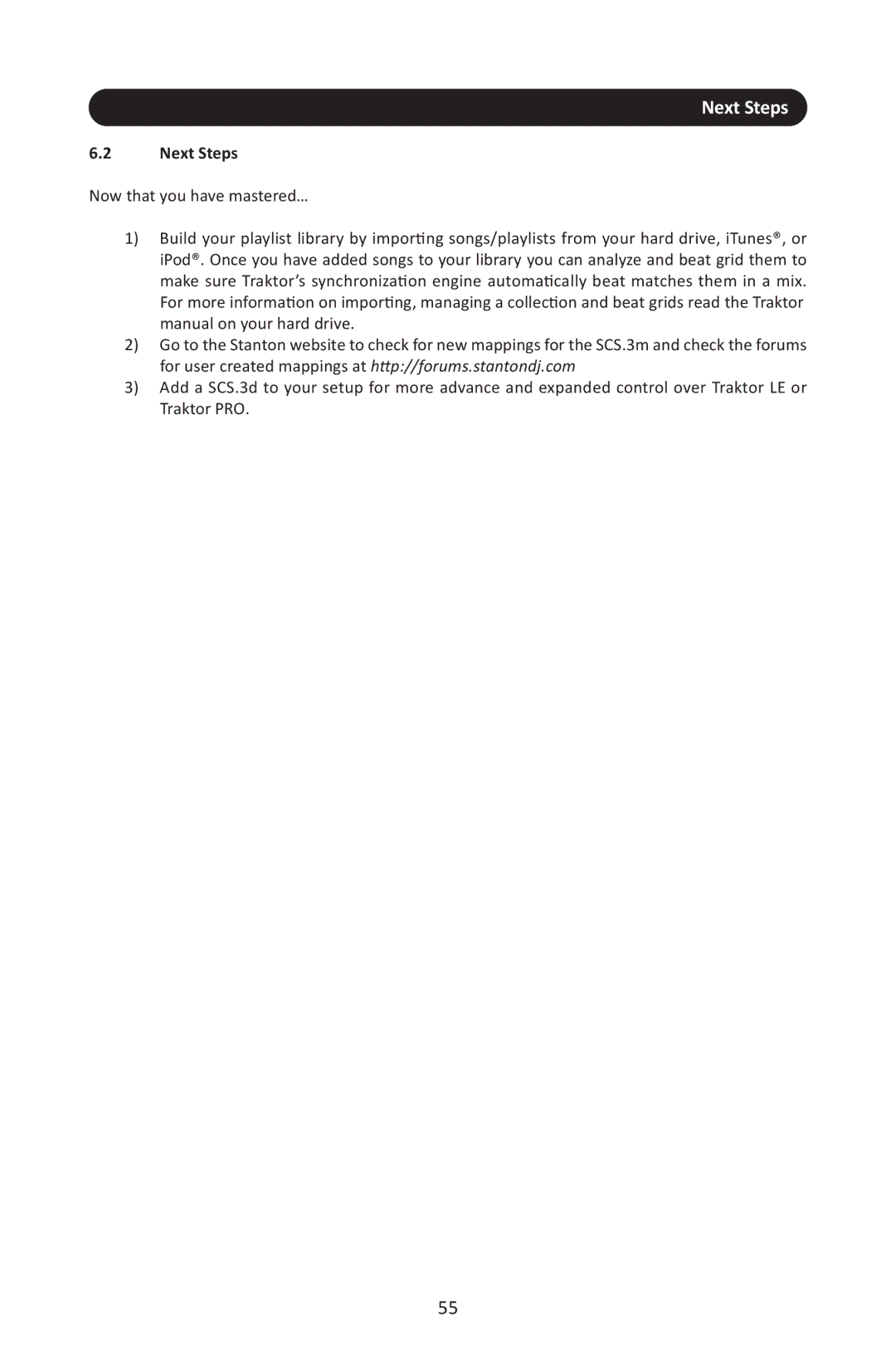 Stanton SCS.3M user manual Next Steps 