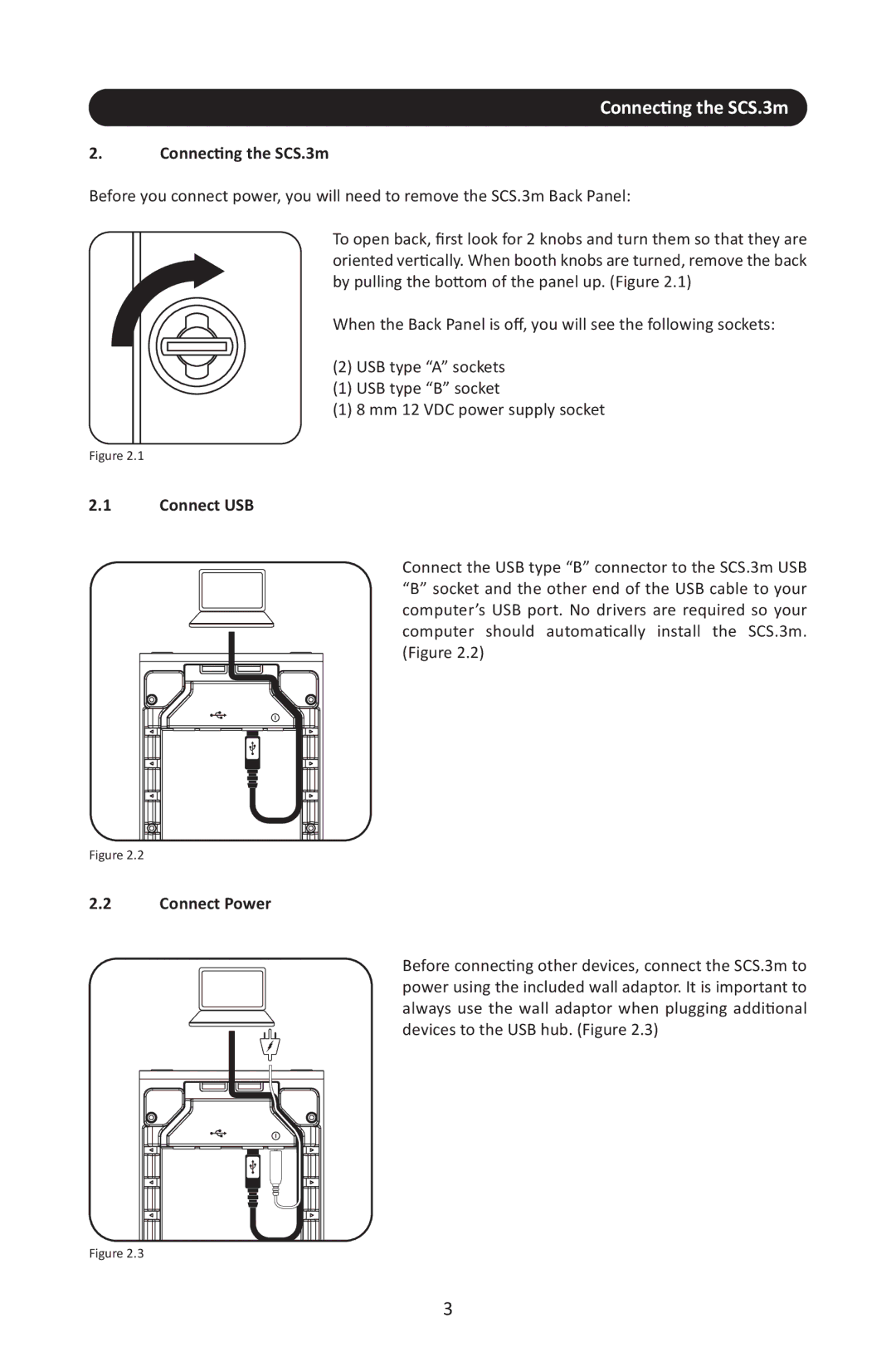 Stanton SCS.3M user manual Connecting the SCS.3m, Connect USB, Connect Power 