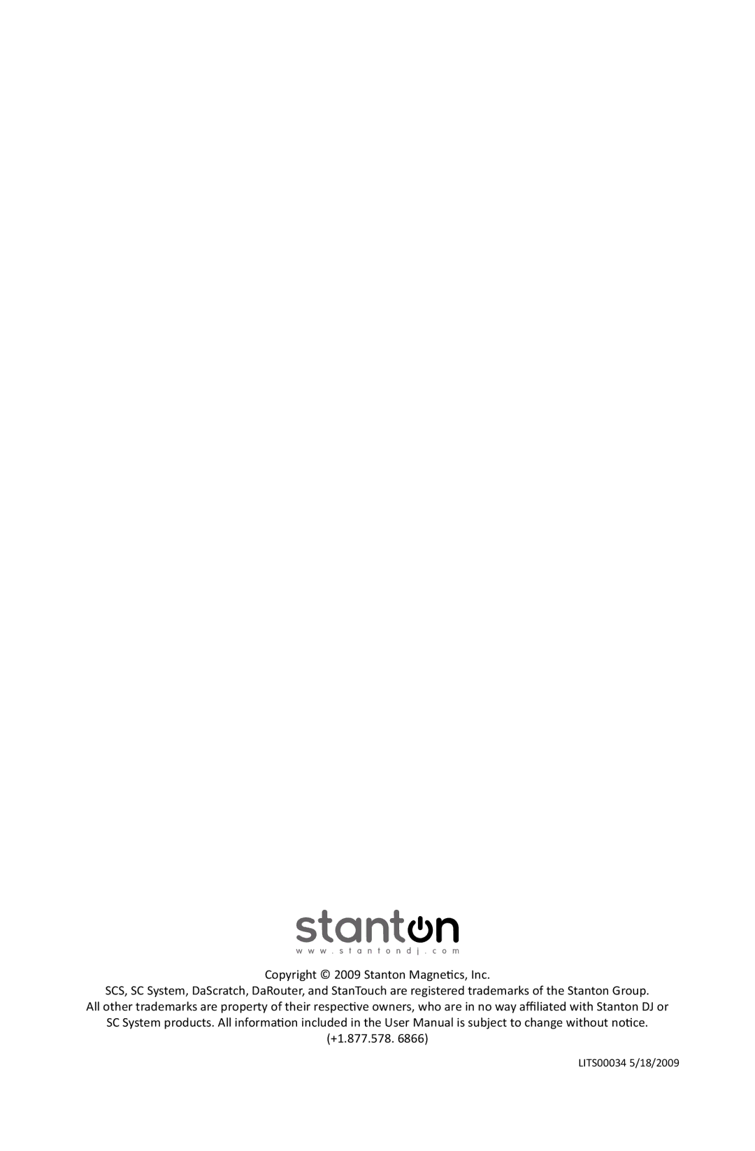 Stanton SCS.3M user manual LITS00034 5/18/2009 