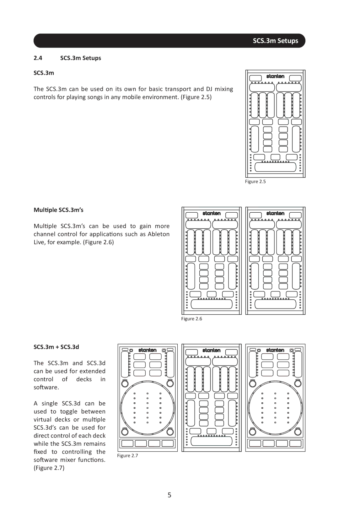 Stanton SCS.3M user manual SCS.3m Setups, Multiple SCS.3m’s, SCS.3m + SCS.3d 