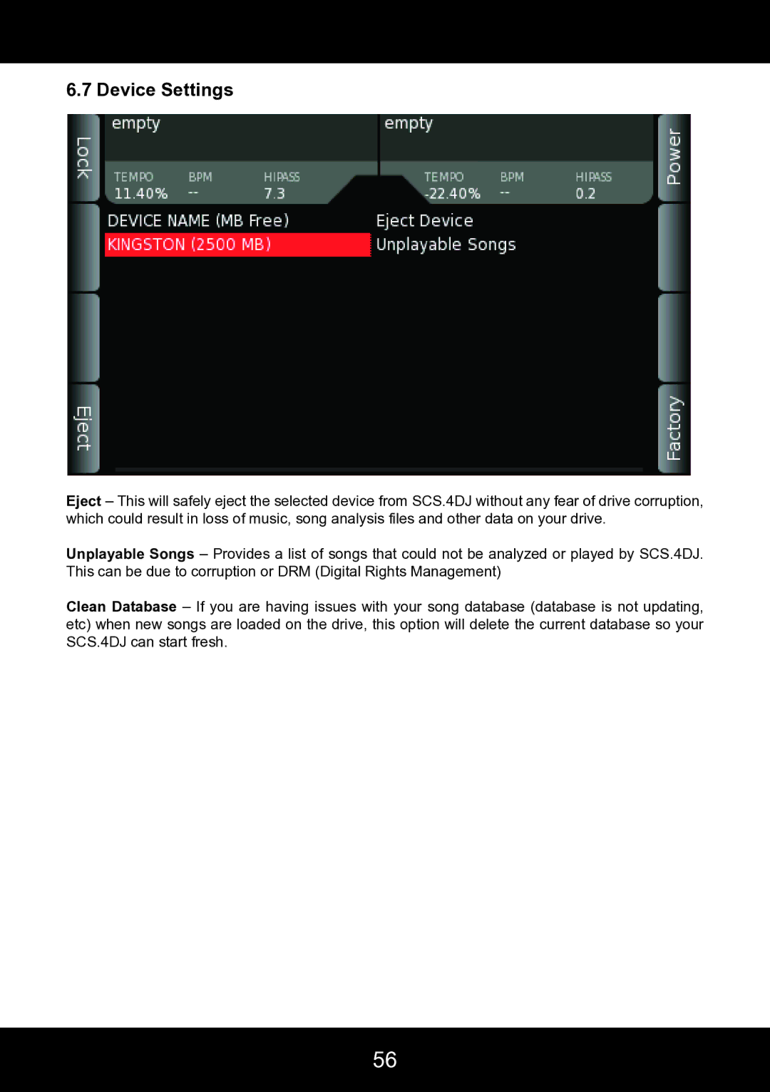 Stanton SCS.4DJ user manual Device Settings 