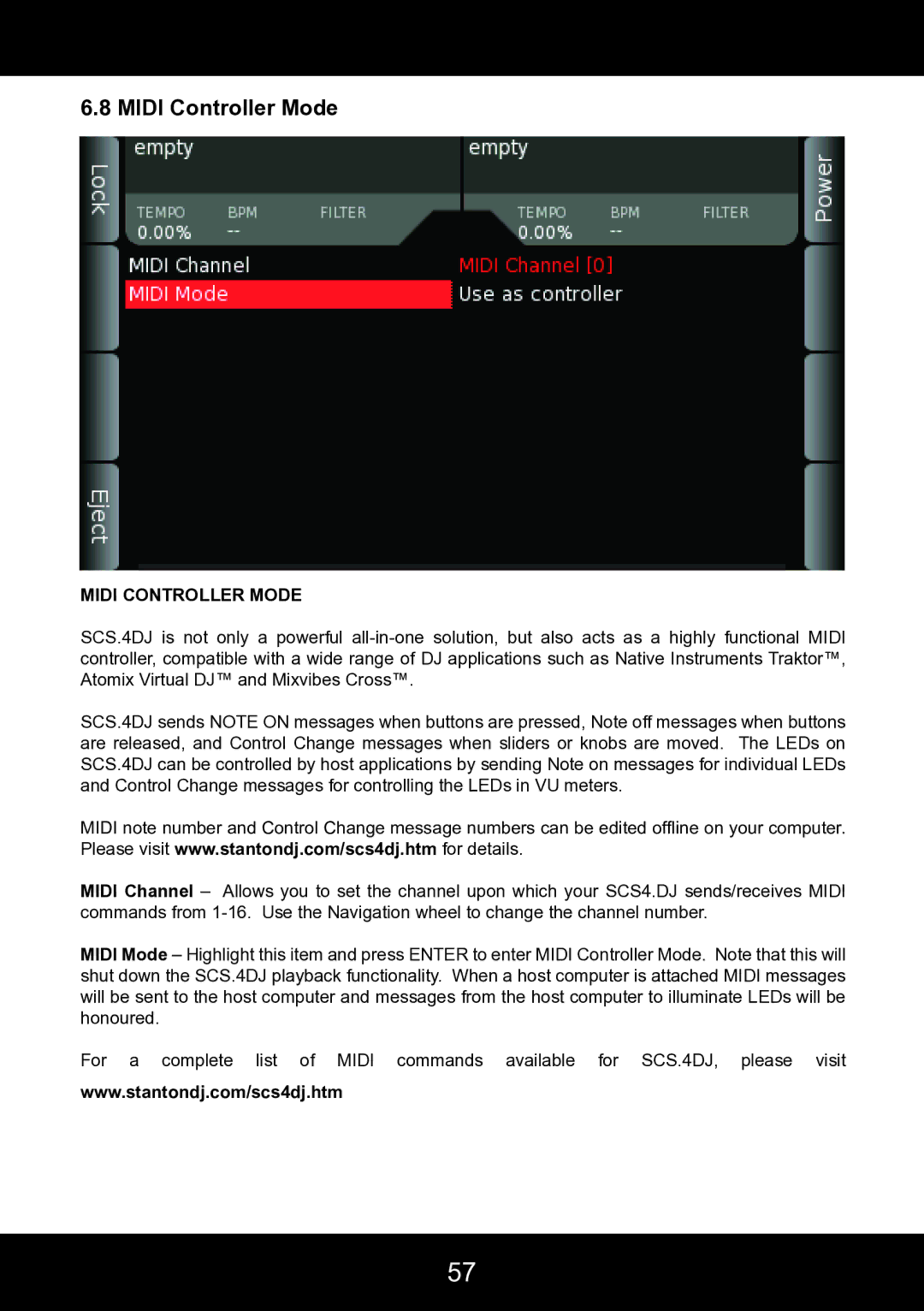 Stanton SCS.4DJ user manual Midi Controller Mode 