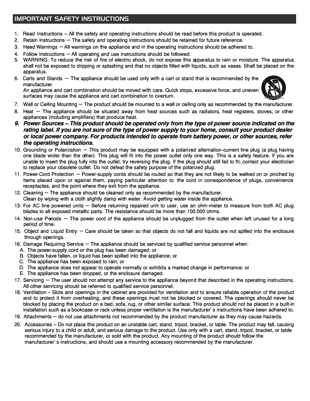 Stanton STR8-150 owner manual Important Safety Instructions 