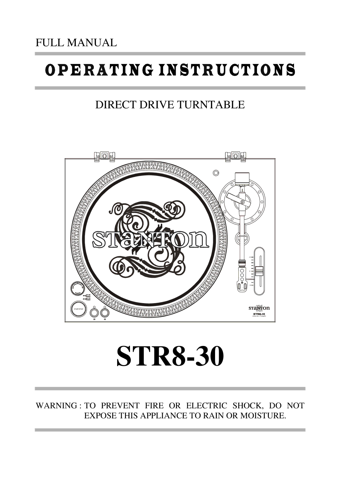 Stanton STR8-30 manual 