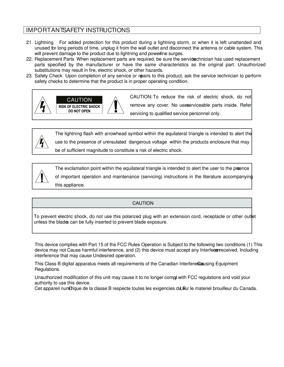 Stanton T.12O manual Important Safety Instructions 