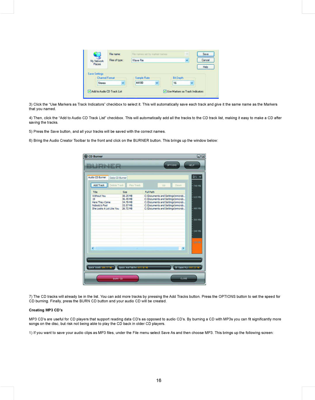 Stanton T.55 USB manual Creating MP3 CD’s 