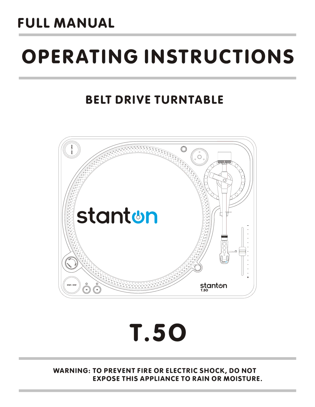 Stanton T.5O operating instructions Operating Instructions 