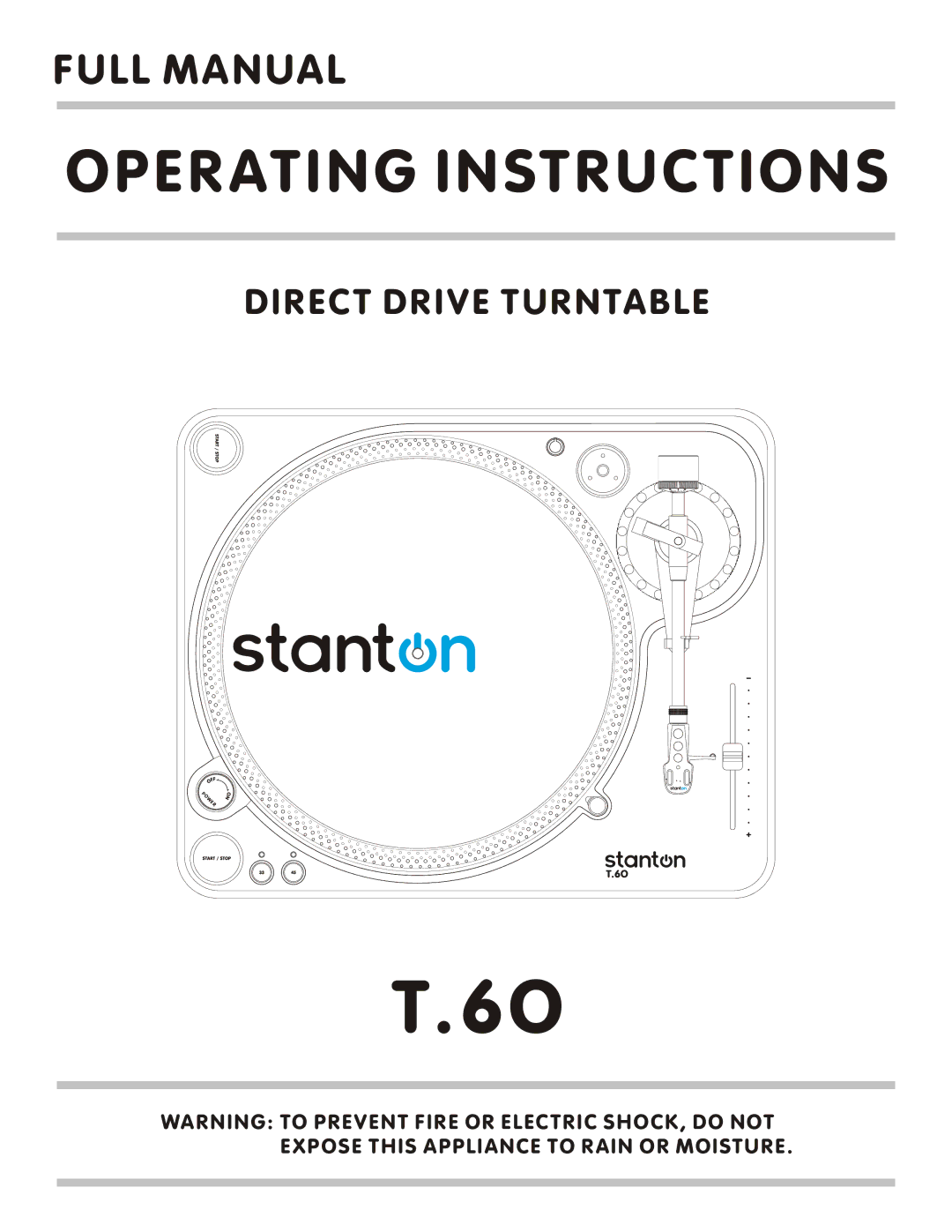 Stanton T.60 operating instructions Operating Instructions 