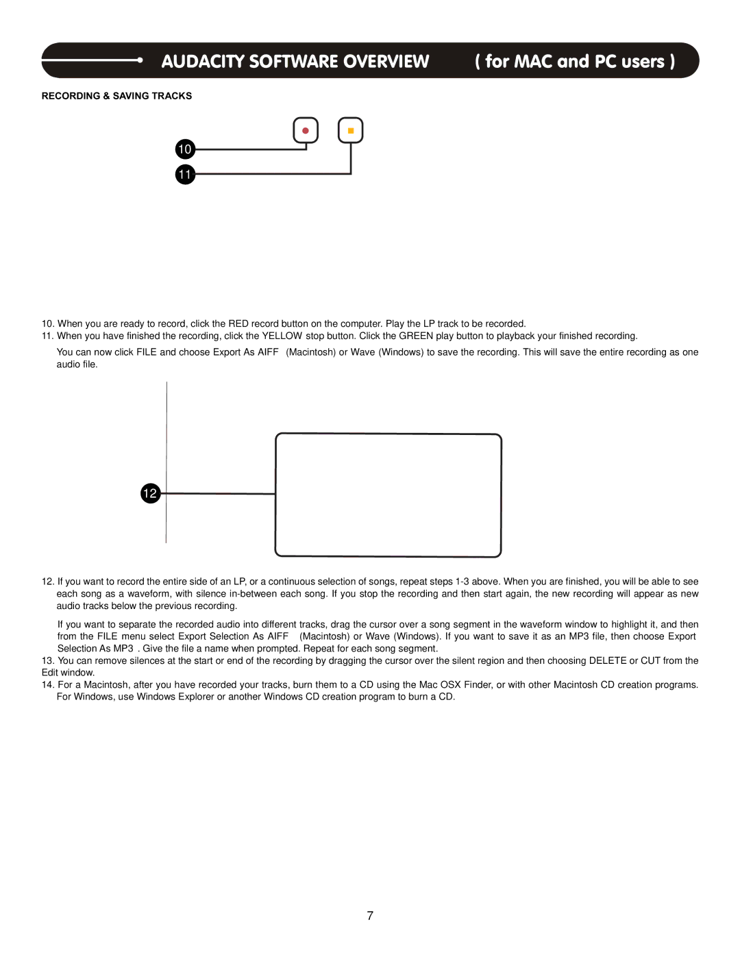 Stanton T.62 user manual Recording & Saving Tracks 