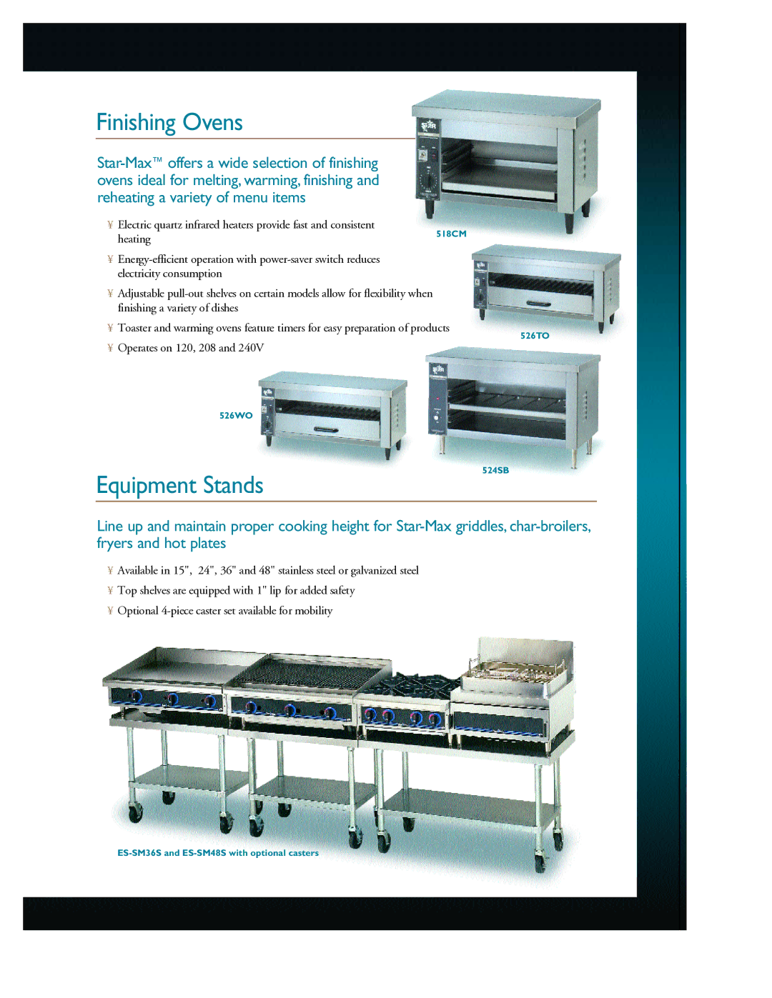 Star Manufacturing Countertop Cooking Equipment manual Finishing Ovens, Equipment Stands 