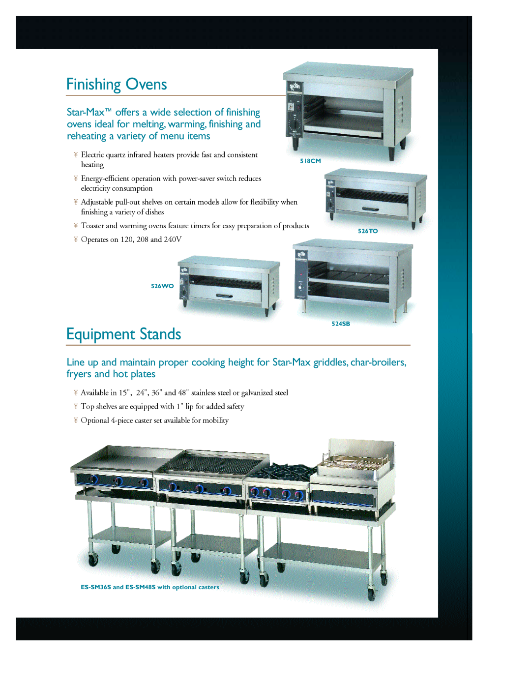Star Manufacturing Countertop Cooking Equipment manual Finishing Ovens, Equipment Stands 