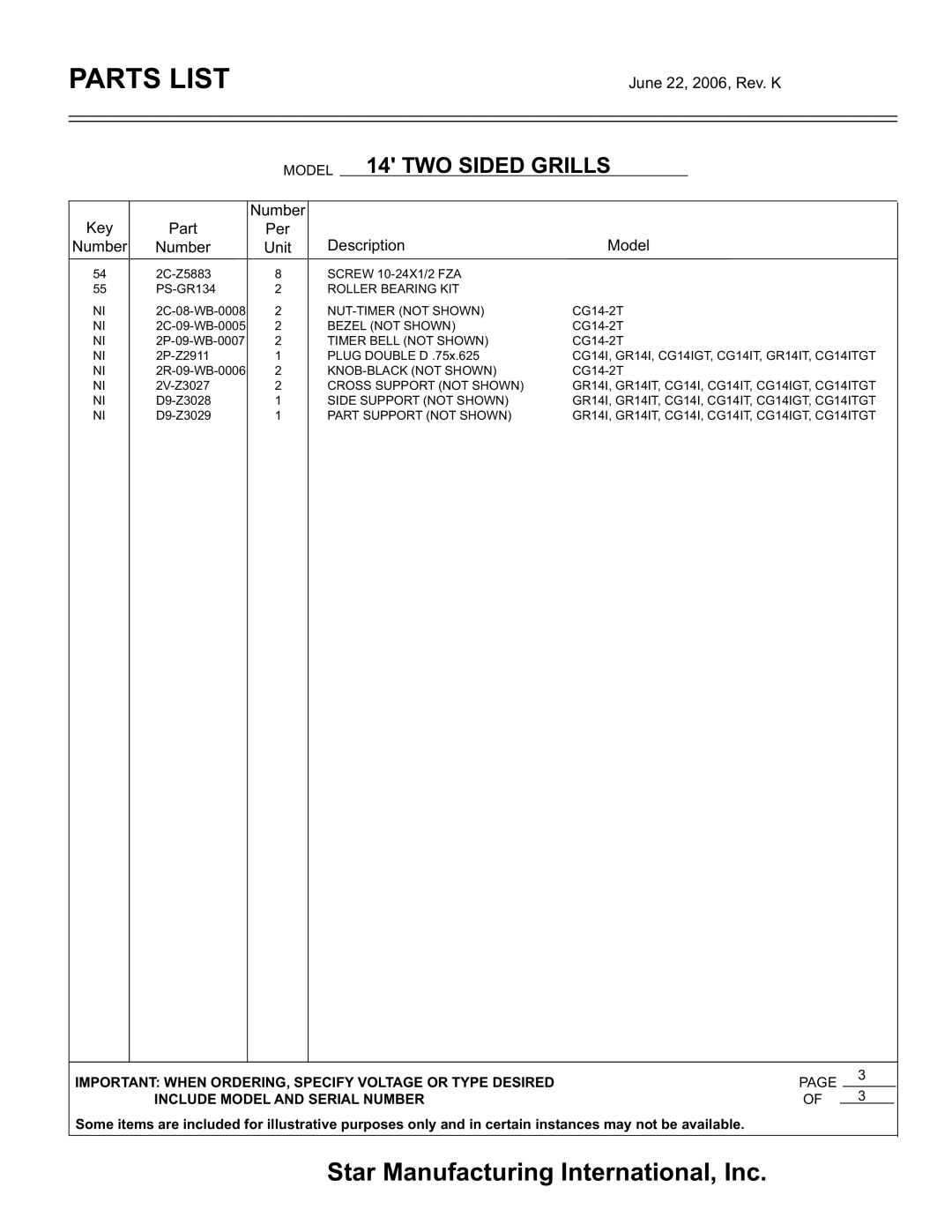 Star Manufacturing GR14, CG10, GR10, CG14 manual NUT-TIMER not Shown 