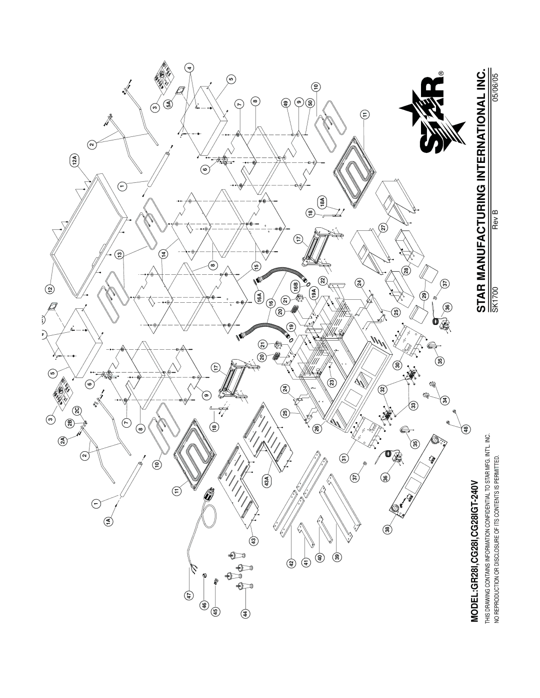 Star Manufacturing CG10, GR10 manual Star Manufacturing International INC, MODELGR28I,CG28I,CG28IGT-240V 