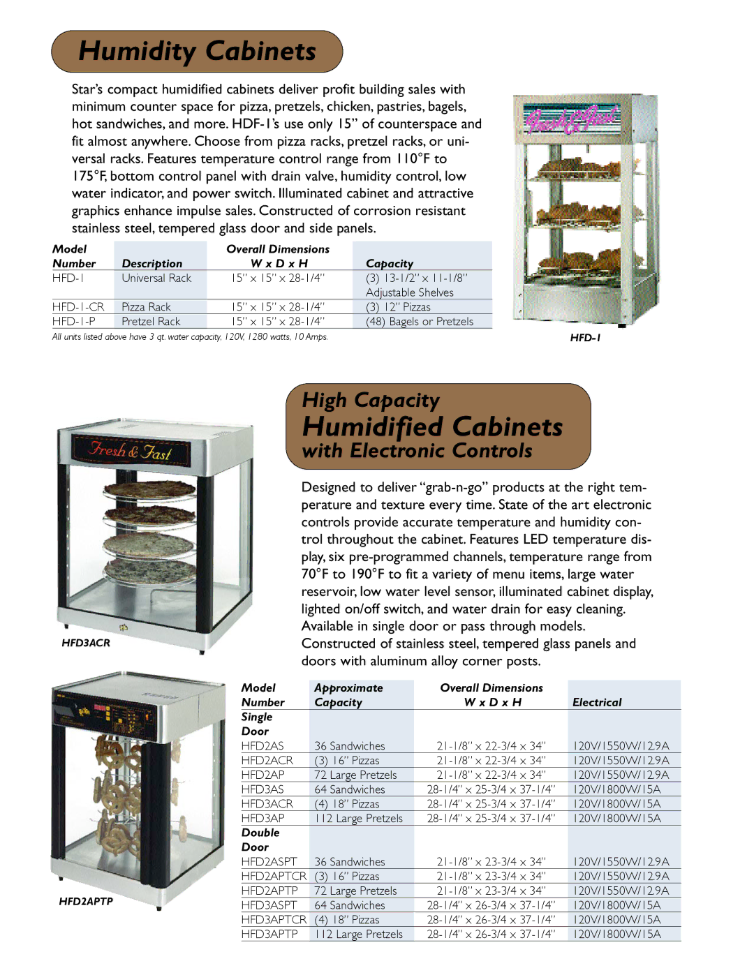 Star Manufacturing HFD3APTP, HFD3ASPT, HFD2ACR, HFD2APTCR, HFD3ACR Humidity Cabinets, Humidified Cabinets, Double Door 