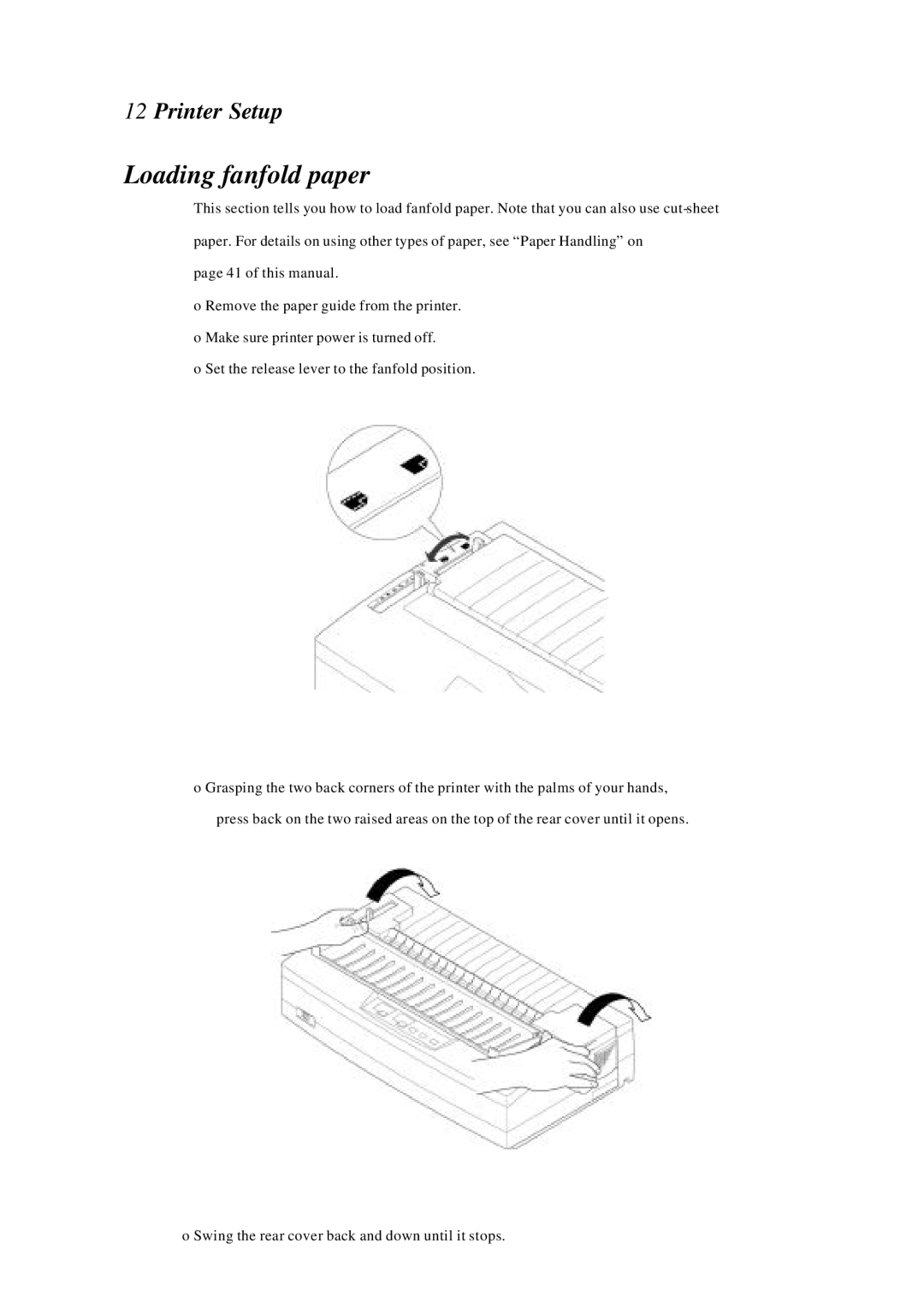 Star Manufacturing LC-4522 user manual Loading fanfold paper 