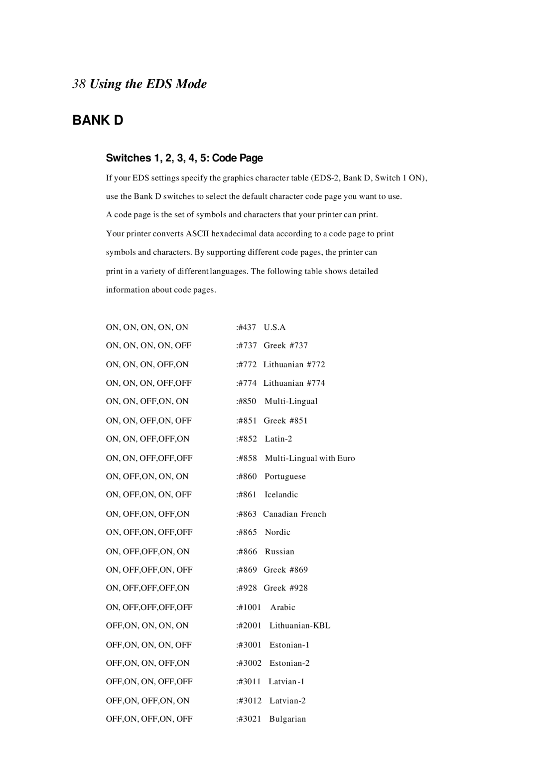 Star Manufacturing LC-4522 user manual Switches 1, 2, 3, 4, 5 Code 