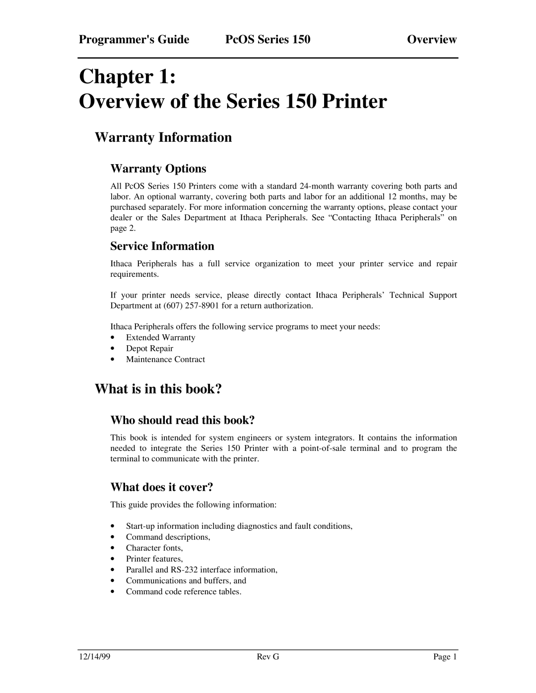 Star Micronics manual Chapter Overview of the Series 150 Printer, Warranty Information, What is in this book? 