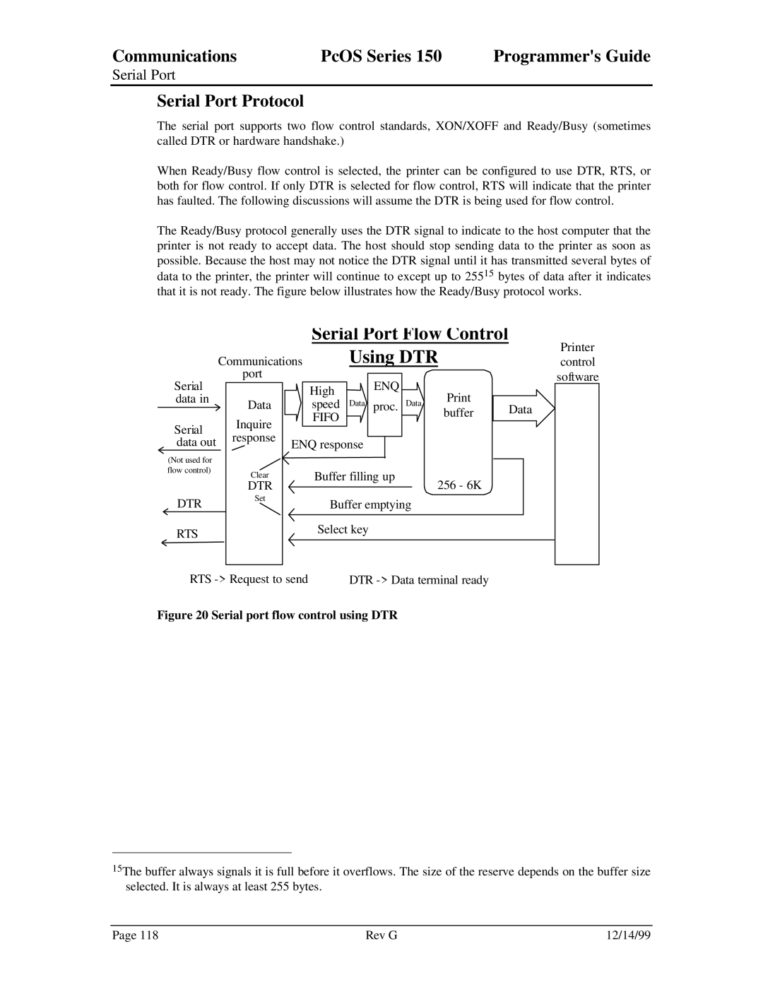 Star Micronics 150 manual Serial Port Flow Control Using DTR, Serial Port Protocol 