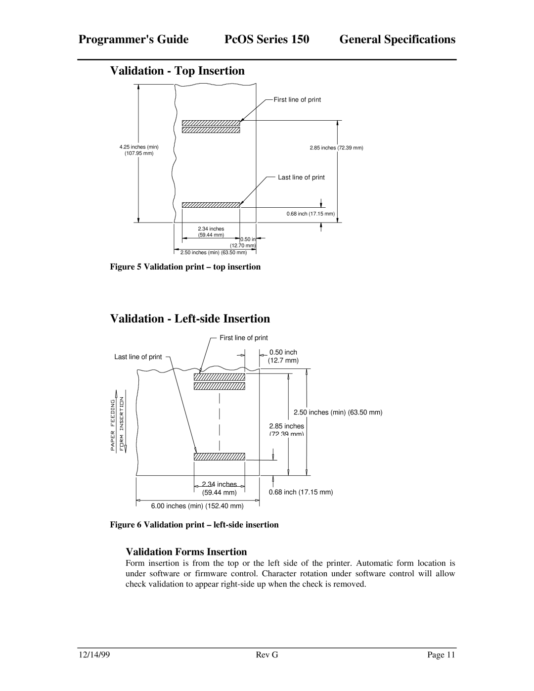 Star Micronics 150 manual Validation Top Insertion, Validation Left-side Insertion 