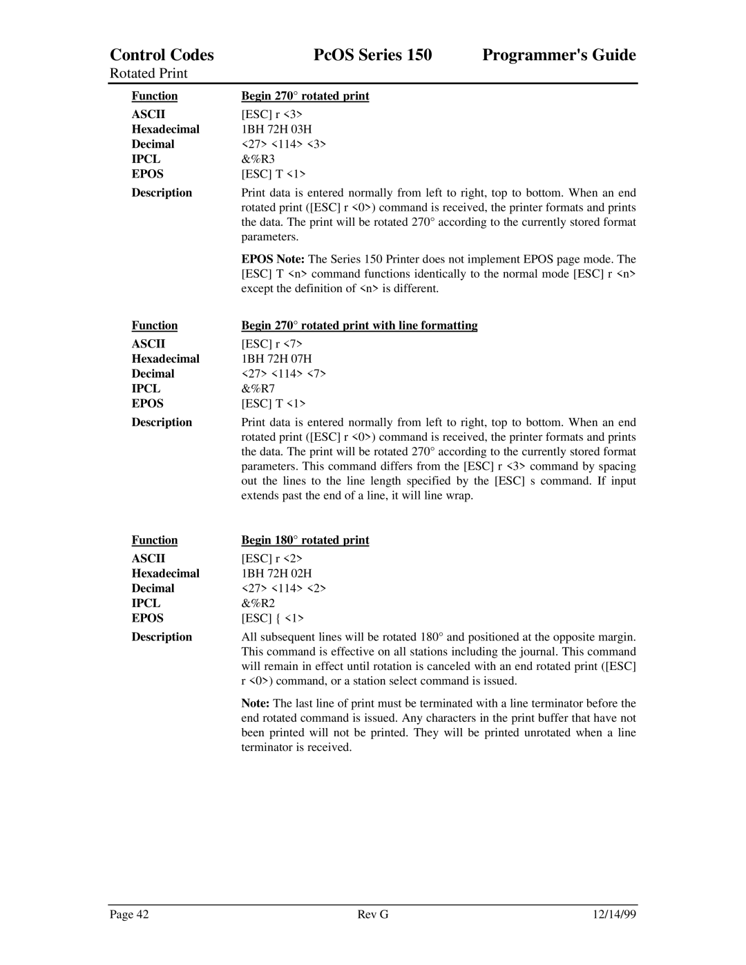 Star Micronics 150 manual Function Begin 270 rotated print 