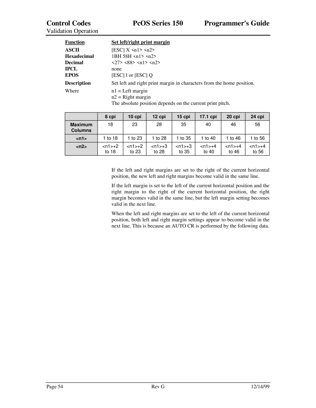 Star Micronics 150 manual Function Set left/right print margin 