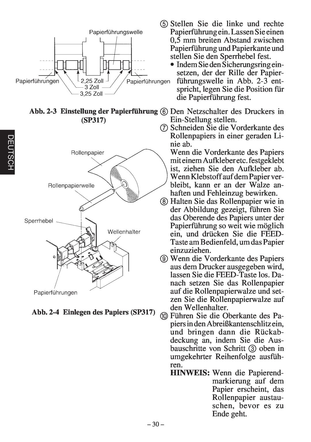 Star Micronics 347F user manual Den Netzschalter des Druckers in Ein-Stellung stellen 