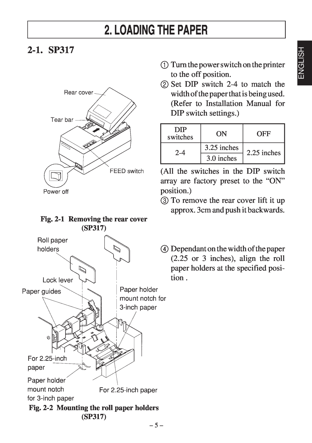Star Micronics 347F user manual Loading The Paper, 2-1. SP317 